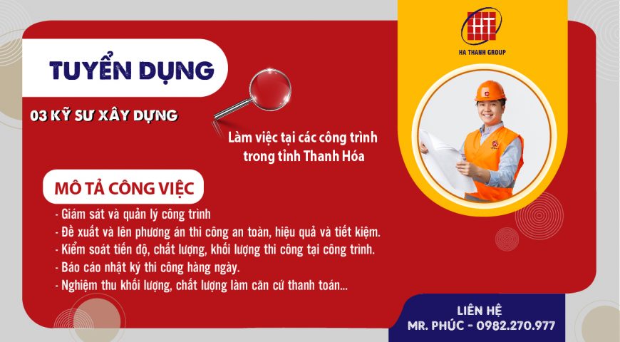 THÔNG BÁO TUYỂN DỤNG KỸ SƯ XÂY DỰNG